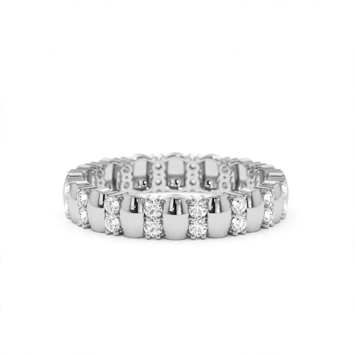14k Rose Gold Unique Double Row Diamond Eternity Band