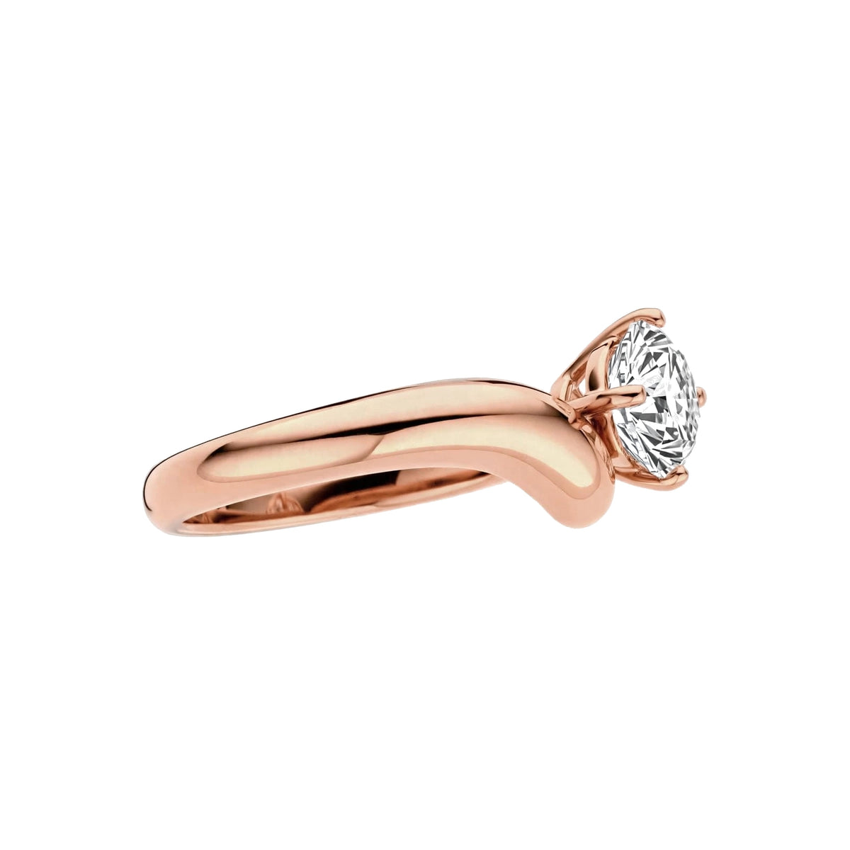 14K Yellow Gold Bypass Solitaire Engagement Ring.