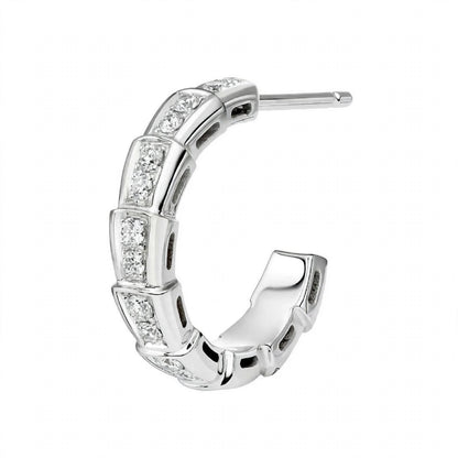 14K Yellow Gold Serpenti Diamond Hoop Earrings