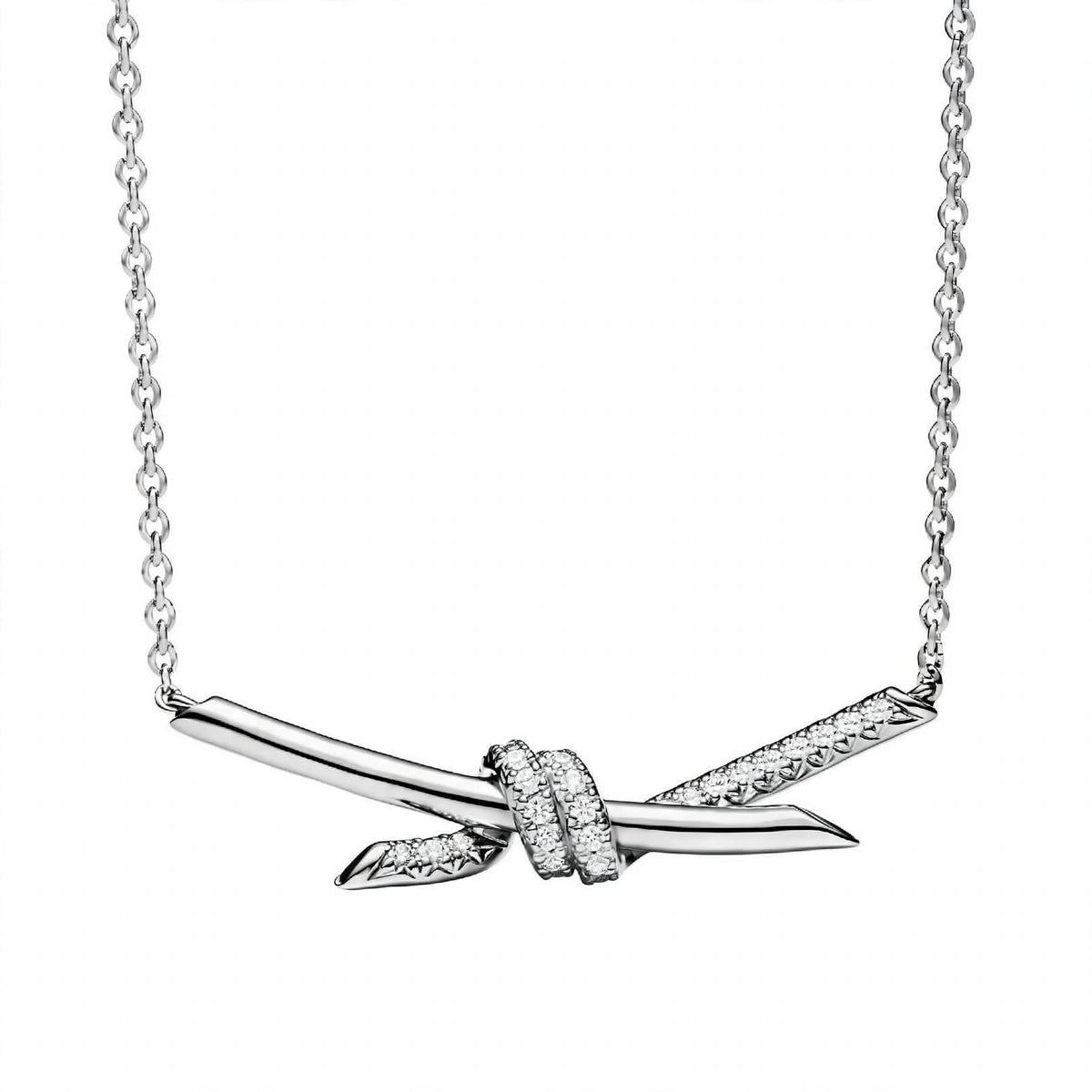 18K Yellow Gold Interlocking Knot Pendant Necklace
