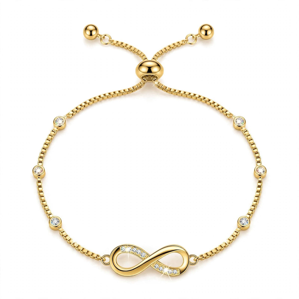 18K Rose Gold Plated Infinity Bolo Bracelet With Lab-Grown Diamonds