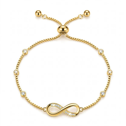 18K Rose Gold Plated Infinity Bolo Bracelet With Lab-Grown Diamonds