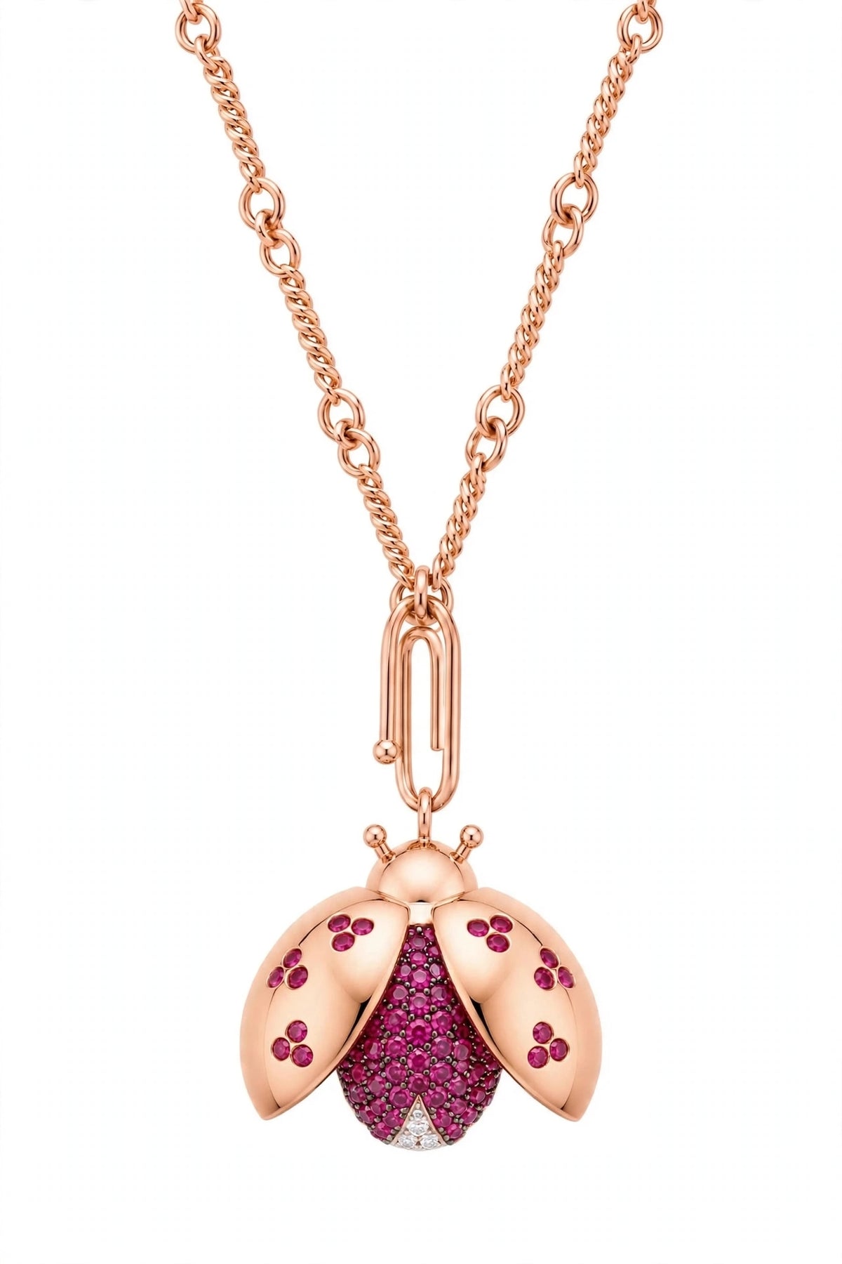 18K Yellow Gold Ladybug Pendant Necklace.