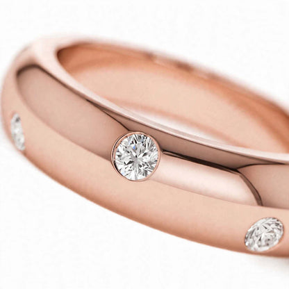 14K White Gold Scattered Flush-Set Diamond Wedding Band
