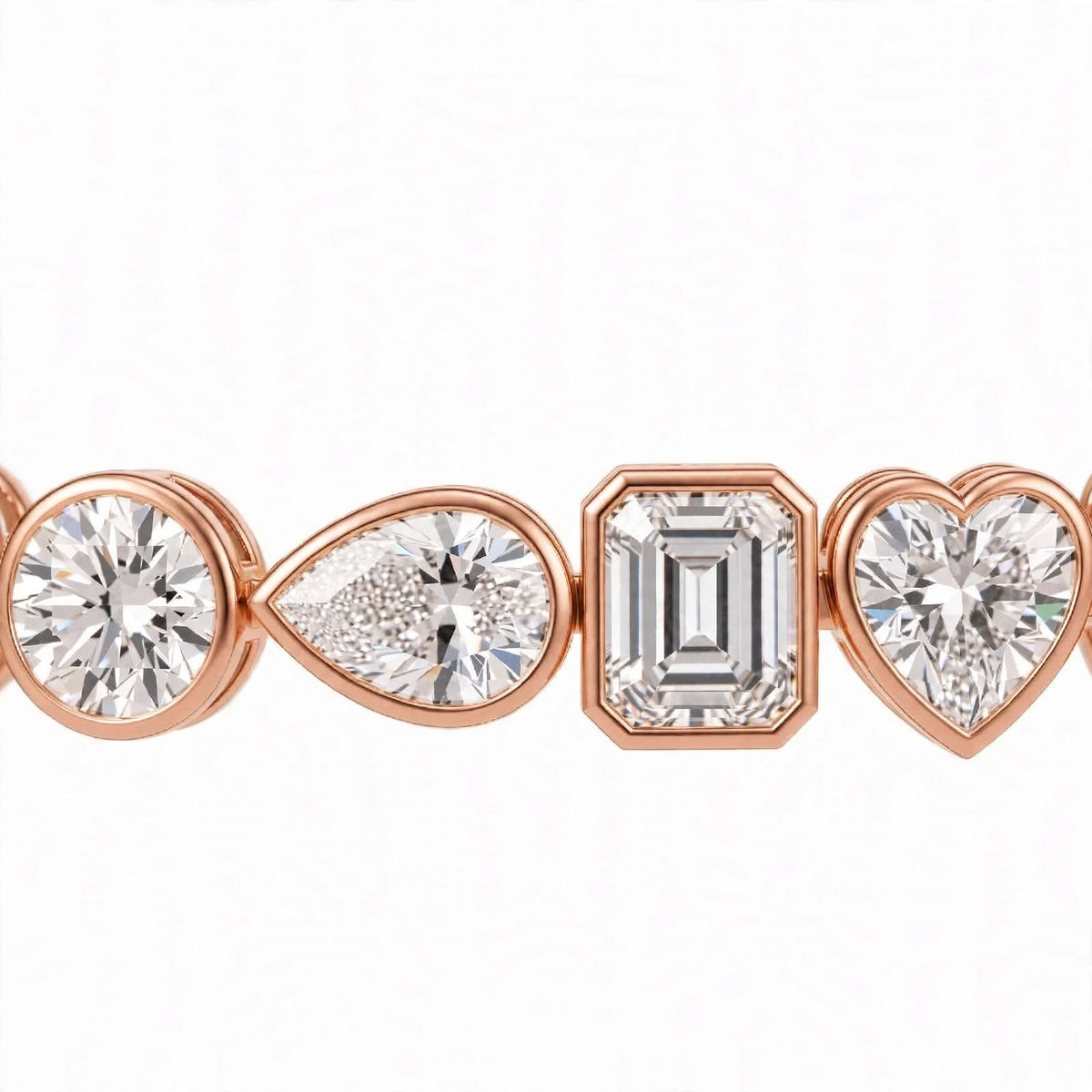 14K Yellow Gold Multi-Shape Bezel-Set Diamond Tennis Bracelet