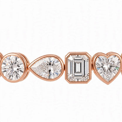 14K Yellow Gold Multi-Shape Bezel-Set Diamond Tennis Bracelet