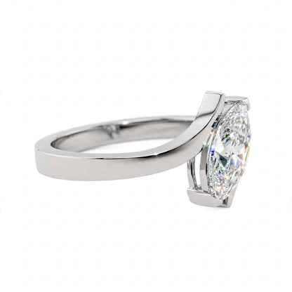 18K Yellow Gold Marquise Cut Lab Grown Diamond Bypass Engagement Ring