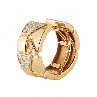 18K Yellow Gold Jigsaw Geometric Hoop Earrings