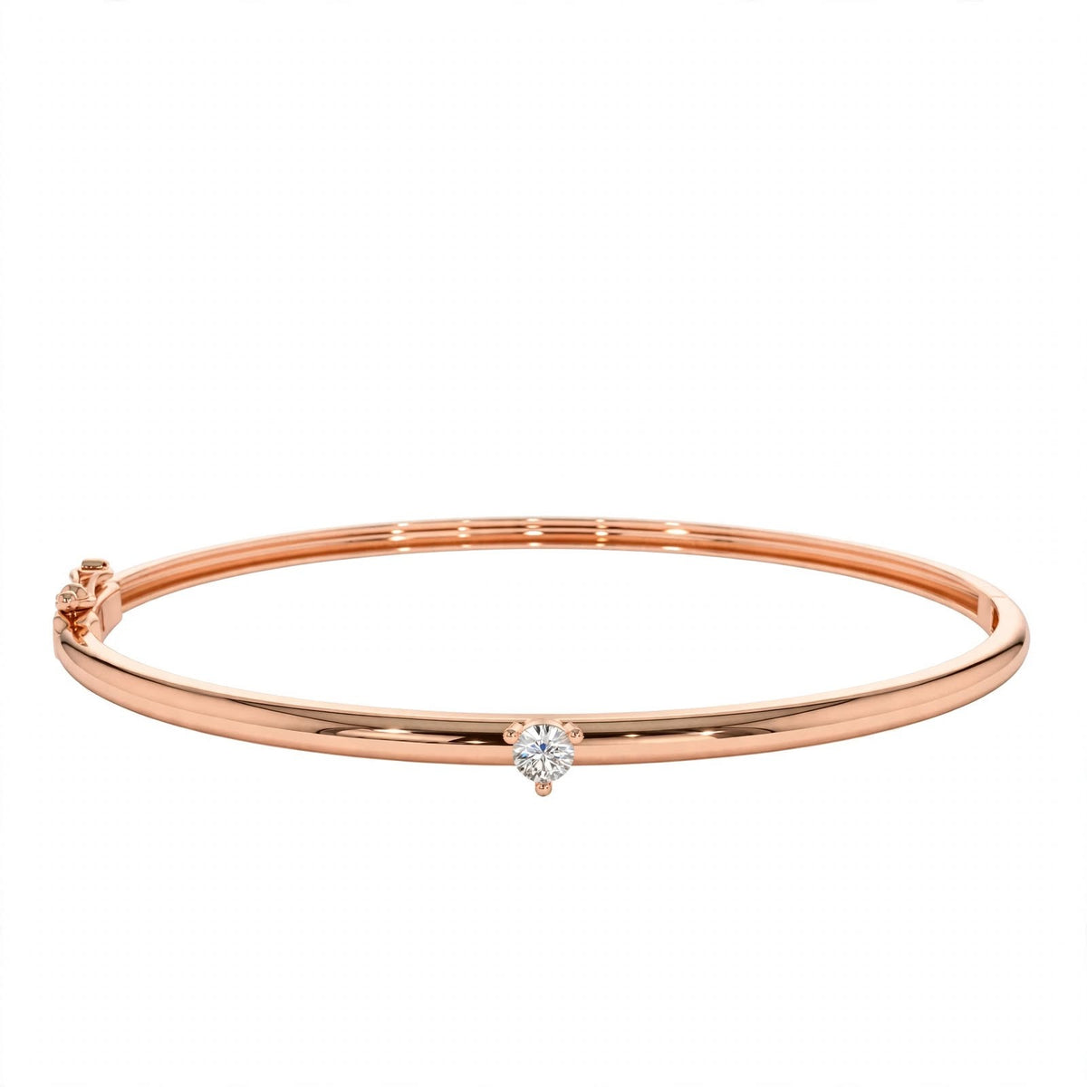 14K Yellow Gold Solitaire Diamond Bangle Bracelet