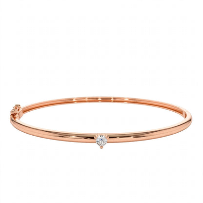 14K Yellow Gold Solitaire Diamond Bangle Bracelet