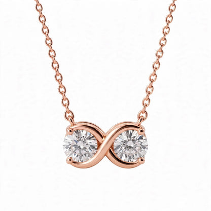 14K Yellow Gold Double Diamond Infinity Pendant Necklace