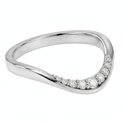14K White Gold Shared-Prong Curved Diamond Wedding Band