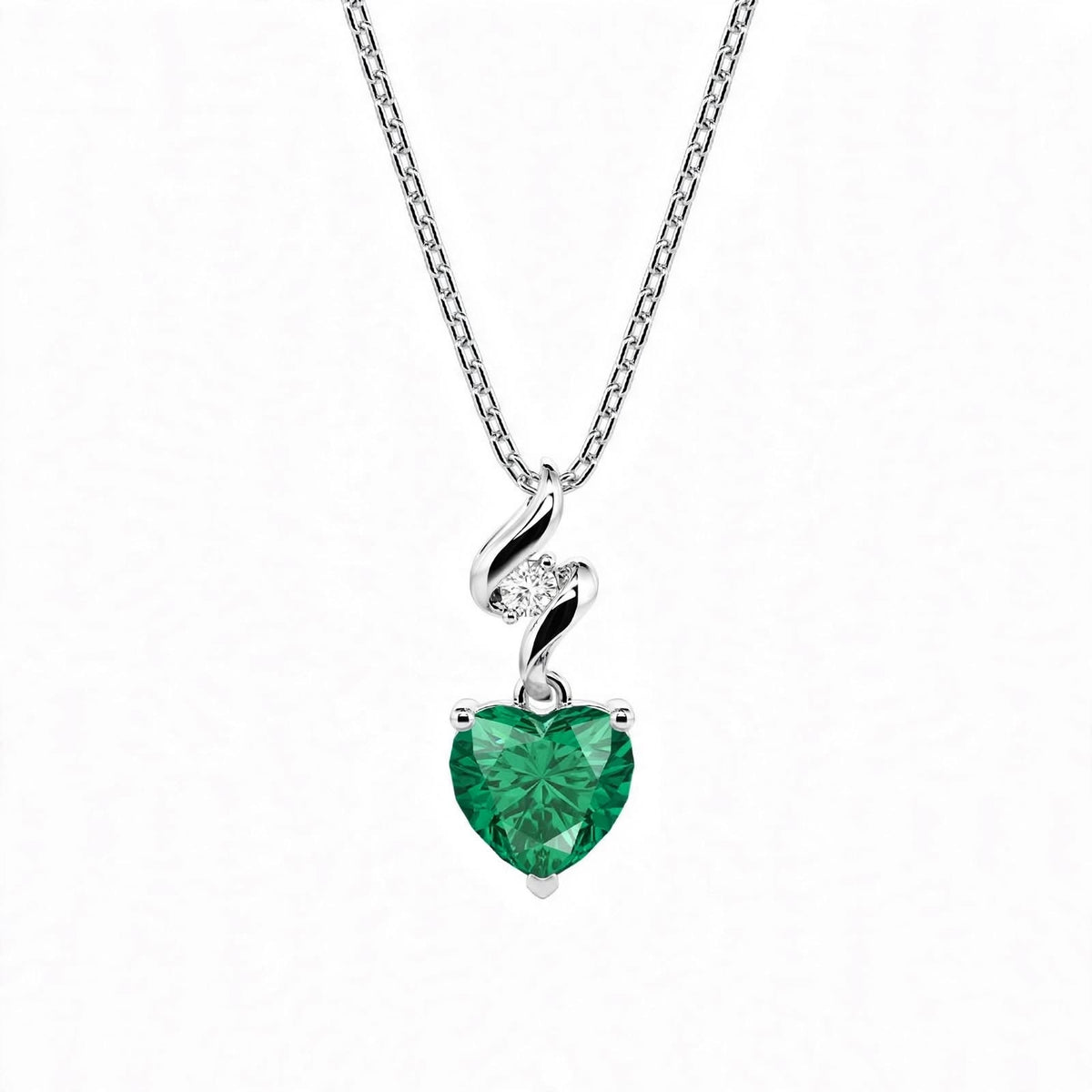 925 Sterling Silver Twist Heart Cut Birthstone Pendant Necklace