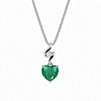 925 Sterling Silver Twist Heart Cut Birthstone Pendant Necklace