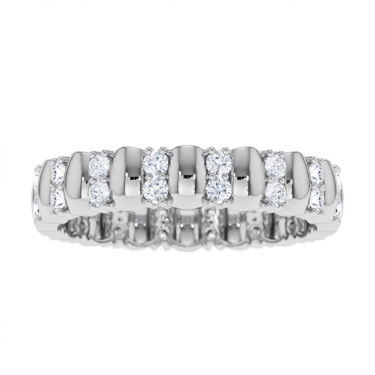 14k Rose Gold Unique Double Row Diamond Eternity Band