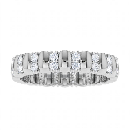 14k Rose Gold Unique Double Row Diamond Eternity Band