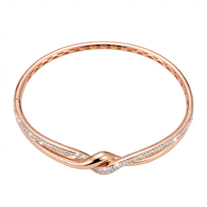 18K Rose Gold Interlocking Infinity Knot Diamond Bangle Bracelet