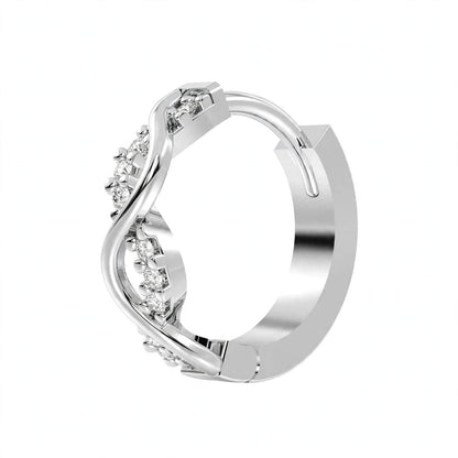 Yellow Gold Infinity Twist Diamond Huggie Hoop Earrings