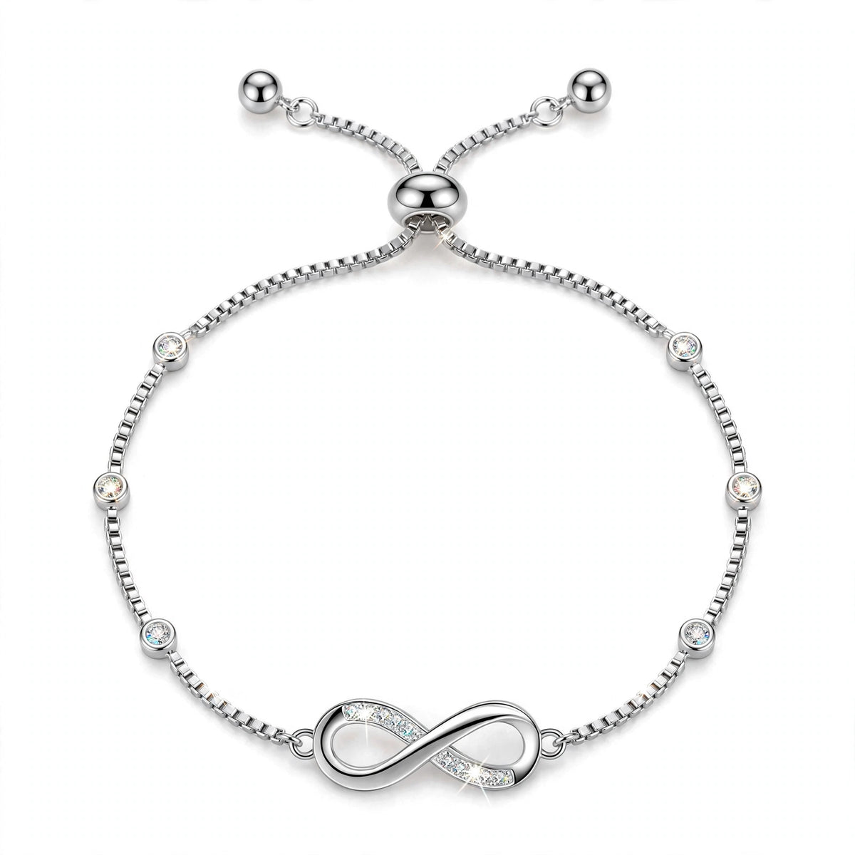 18K Rose Gold Plated Infinity Bolo Bracelet With Lab-Grown Diamonds