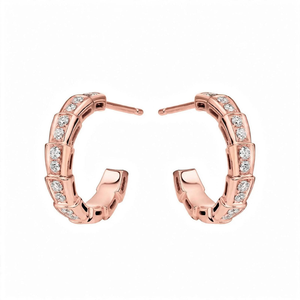 14K Yellow Gold Serpenti Diamond Hoop Earrings