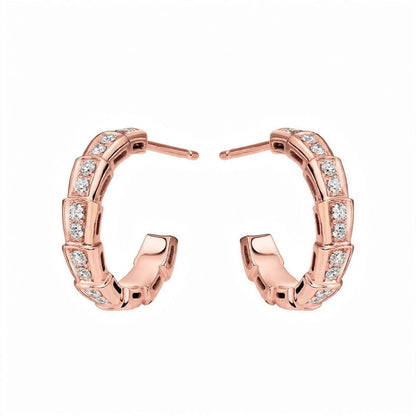 14K Yellow Gold Serpenti Diamond Hoop Earrings