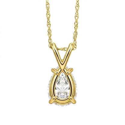 14K White Gold Pear-Shaped Diamond Solitaire Pendant Necklace