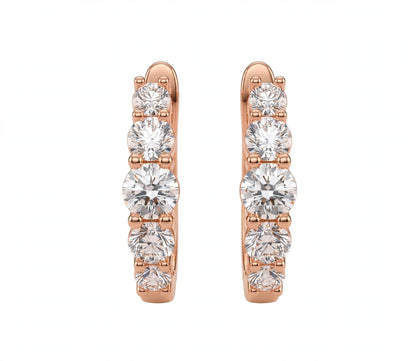 14K Yellow Gold Graduated Diamond Hoop Earrings