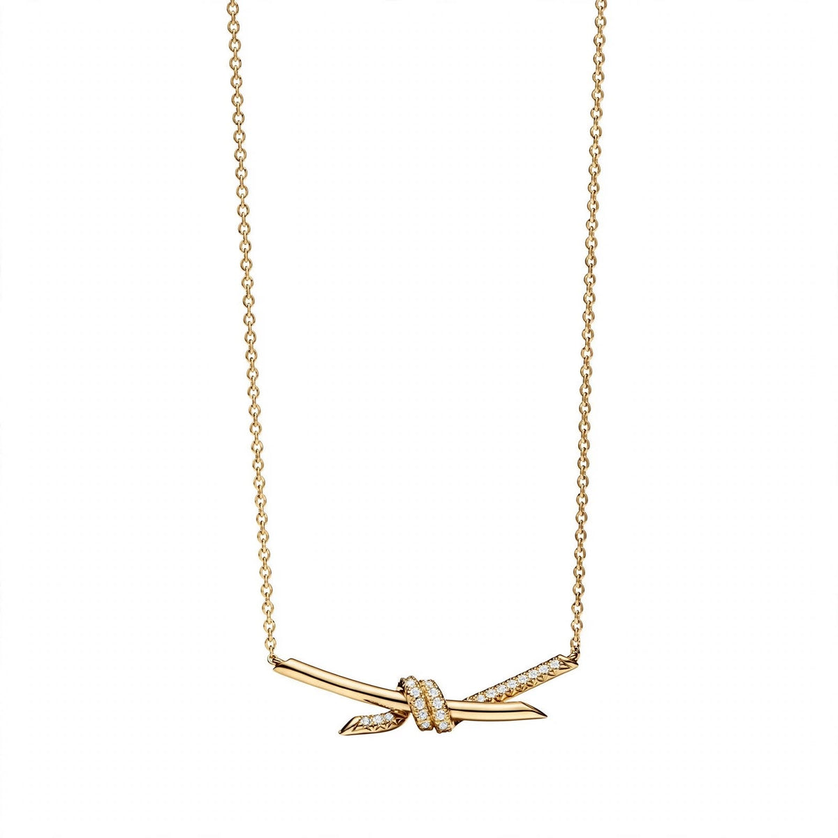 18K Yellow Gold Interlocking Knot Pendant Necklace