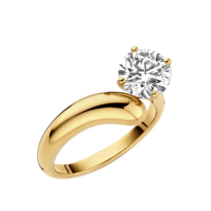 14K Yellow Gold Bypass Solitaire Engagement Ring.