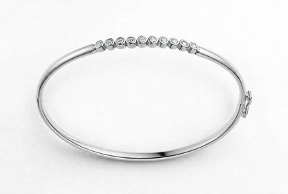 14K Rose Gold Floating Bezel-Set Diamond Bangle Bracelet