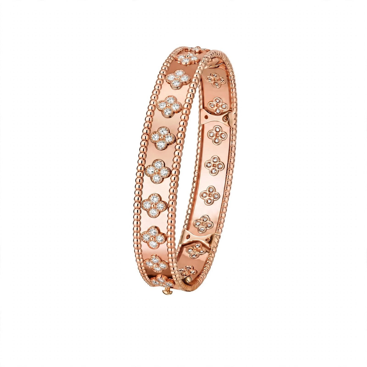 18K Yellow Gold Four-Leaf Clover Bangle Bracelet