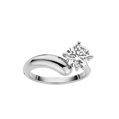 14K Yellow Gold Bypass Solitaire Engagement Ring.