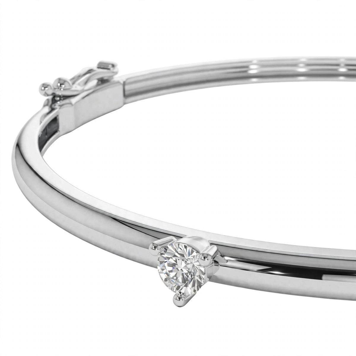 14K Yellow Gold Solitaire Diamond Bangle Bracelet