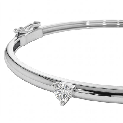 14K Yellow Gold Solitaire Diamond Bangle Bracelet