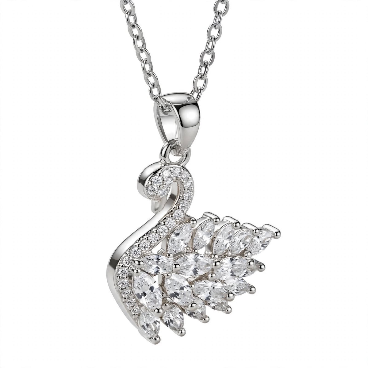 18K Rose Gold Plated Sterling Silver Swan Charm Necklace