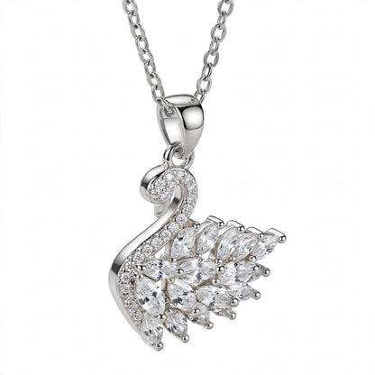 18K Rose Gold Plated Sterling Silver Swan Charm Necklace