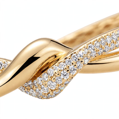 18K Rose Gold Interlocking Infinity Knot Diamond Bangle Bracelet