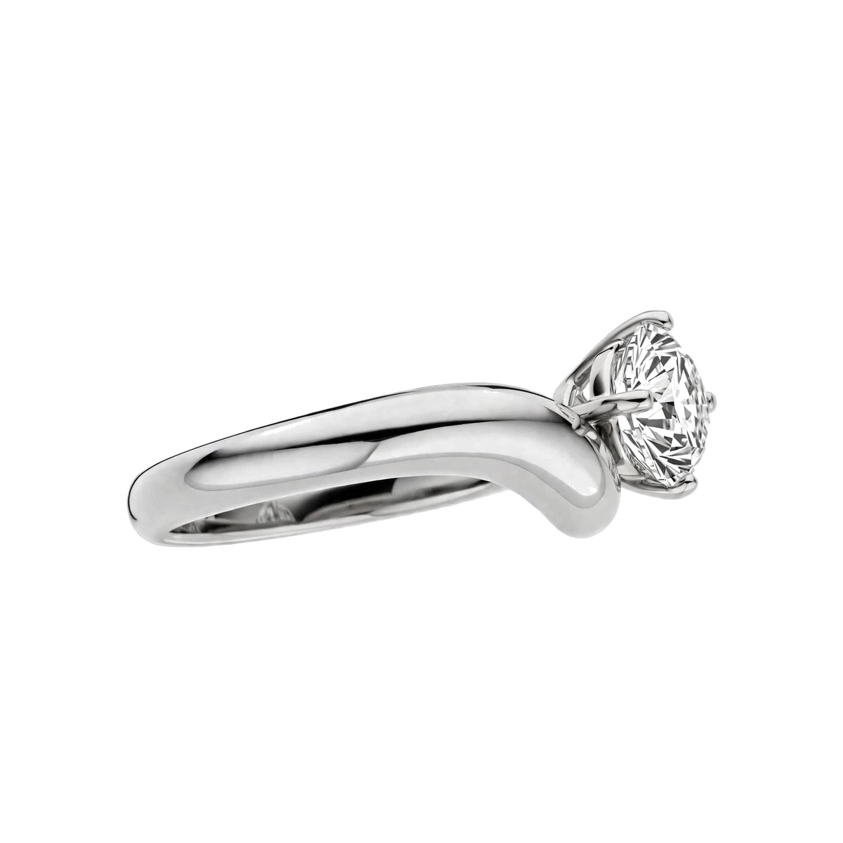 14K Yellow Gold Bypass Solitaire Engagement Ring.