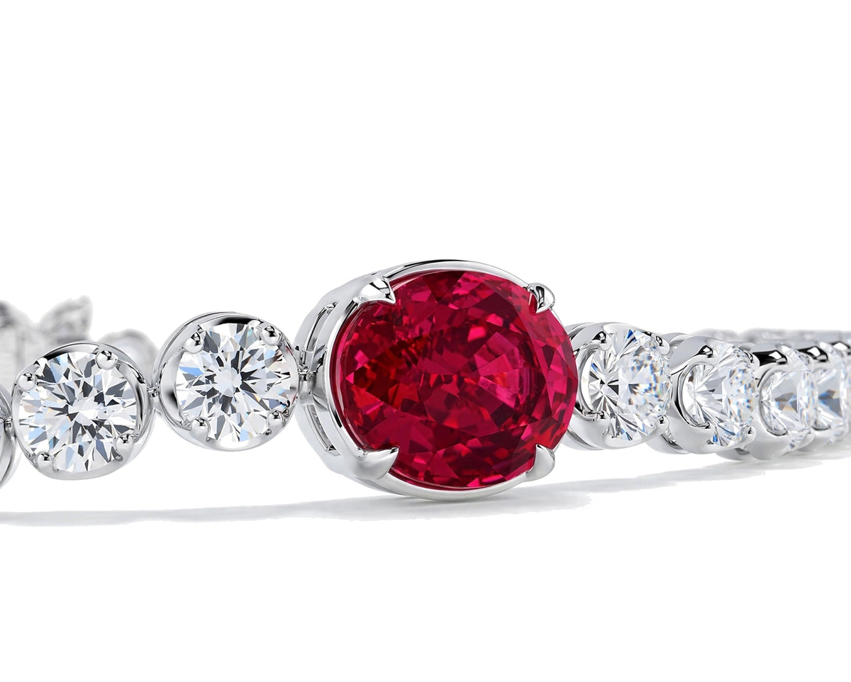 Bespoke Ruby and Diamond Tennis Bracelet.