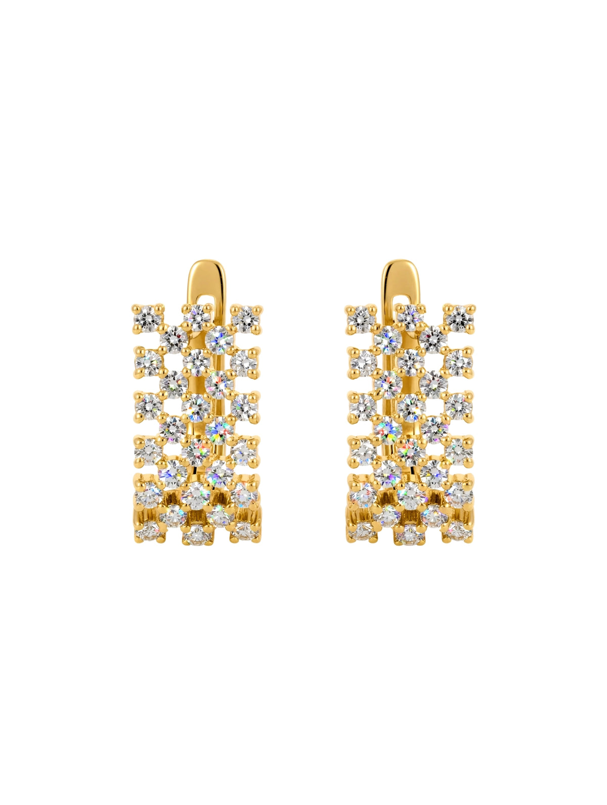 Multi-Row Pavé Diamond Huggie Hoop Earrings.