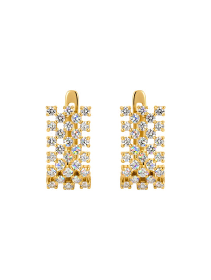 Multi-Row Pavé Diamond Huggie Hoop Earrings.