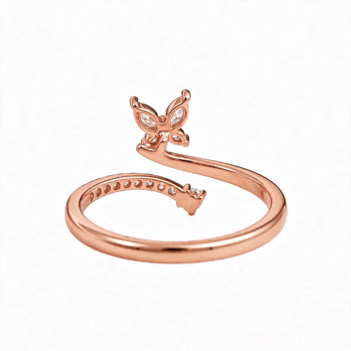 14K Rose Gold Marquise Diamond Butterfly Wrap Ring