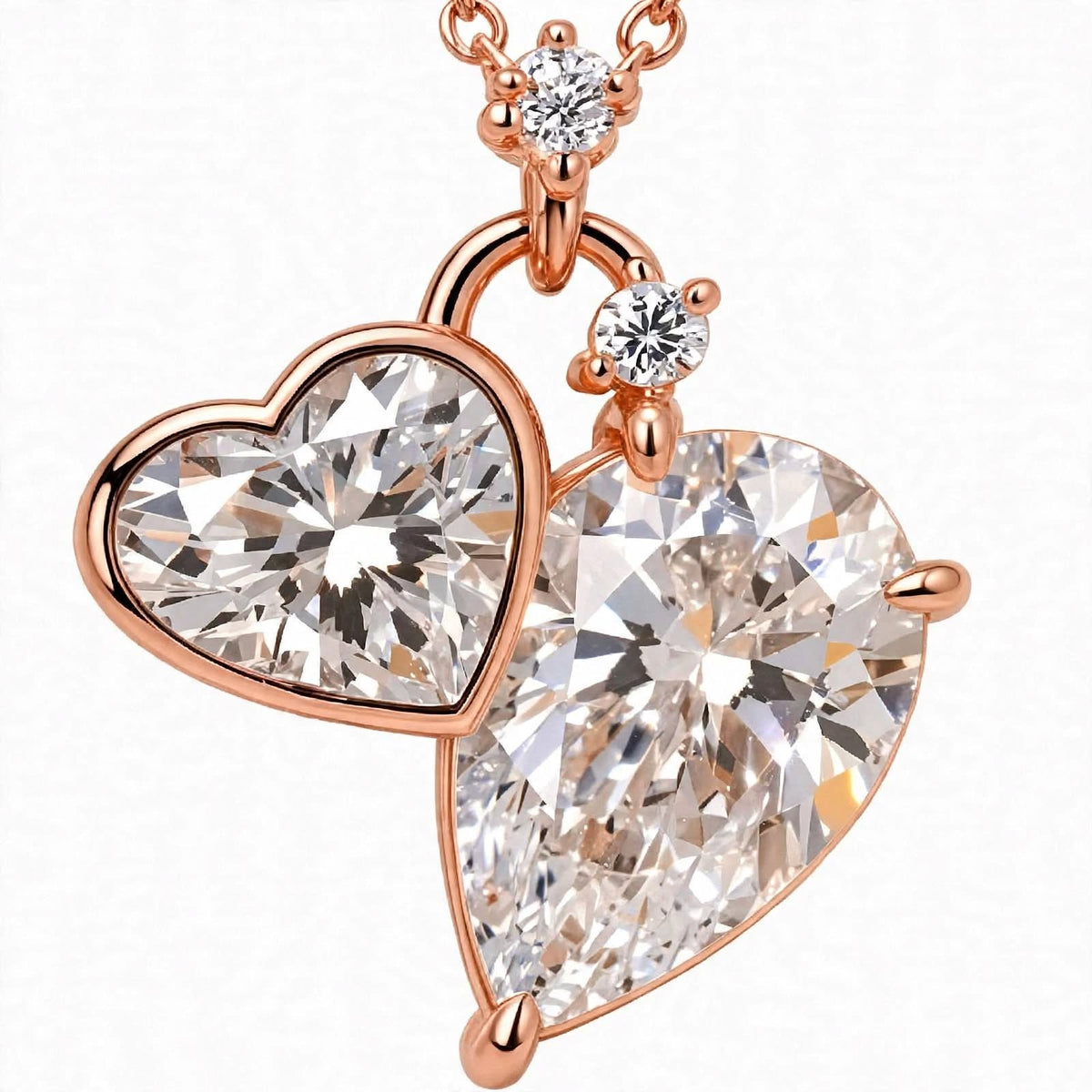 Toi et Moi Heart & Pear Cut Diamond Pendant Necklace