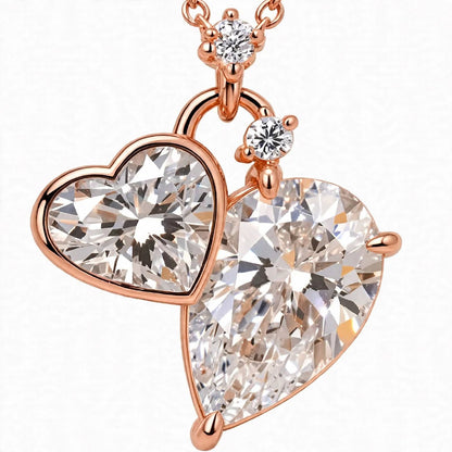 Toi et Moi Heart & Pear Cut Diamond Pendant Necklace