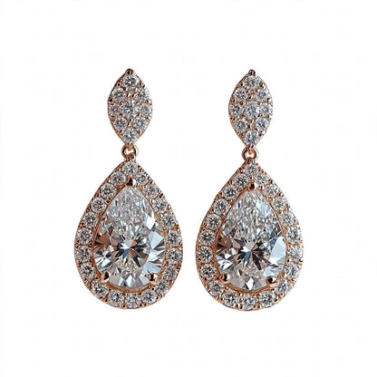 14K Rose Gold Pear Shaped Drop Earrings