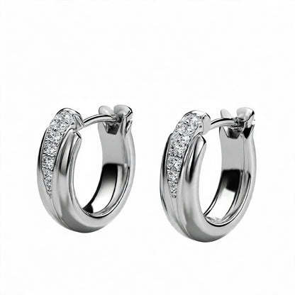 18K Yellow Gold Diamond Pavé Huggie Hoop Earrings