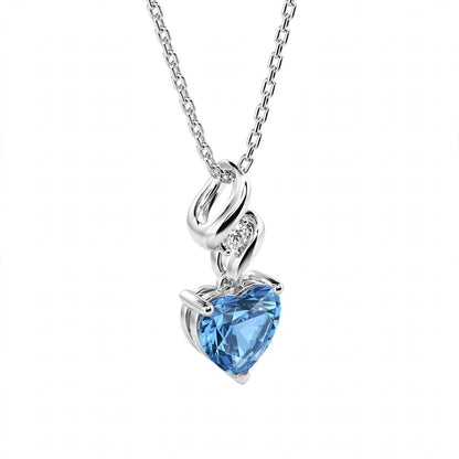 925 Sterling Silver Twist Heart Cut Birthstone Pendant Necklace