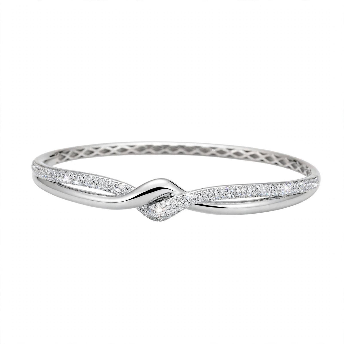 18K Rose Gold Interlocking Infinity Knot Diamond Bangle Bracelet