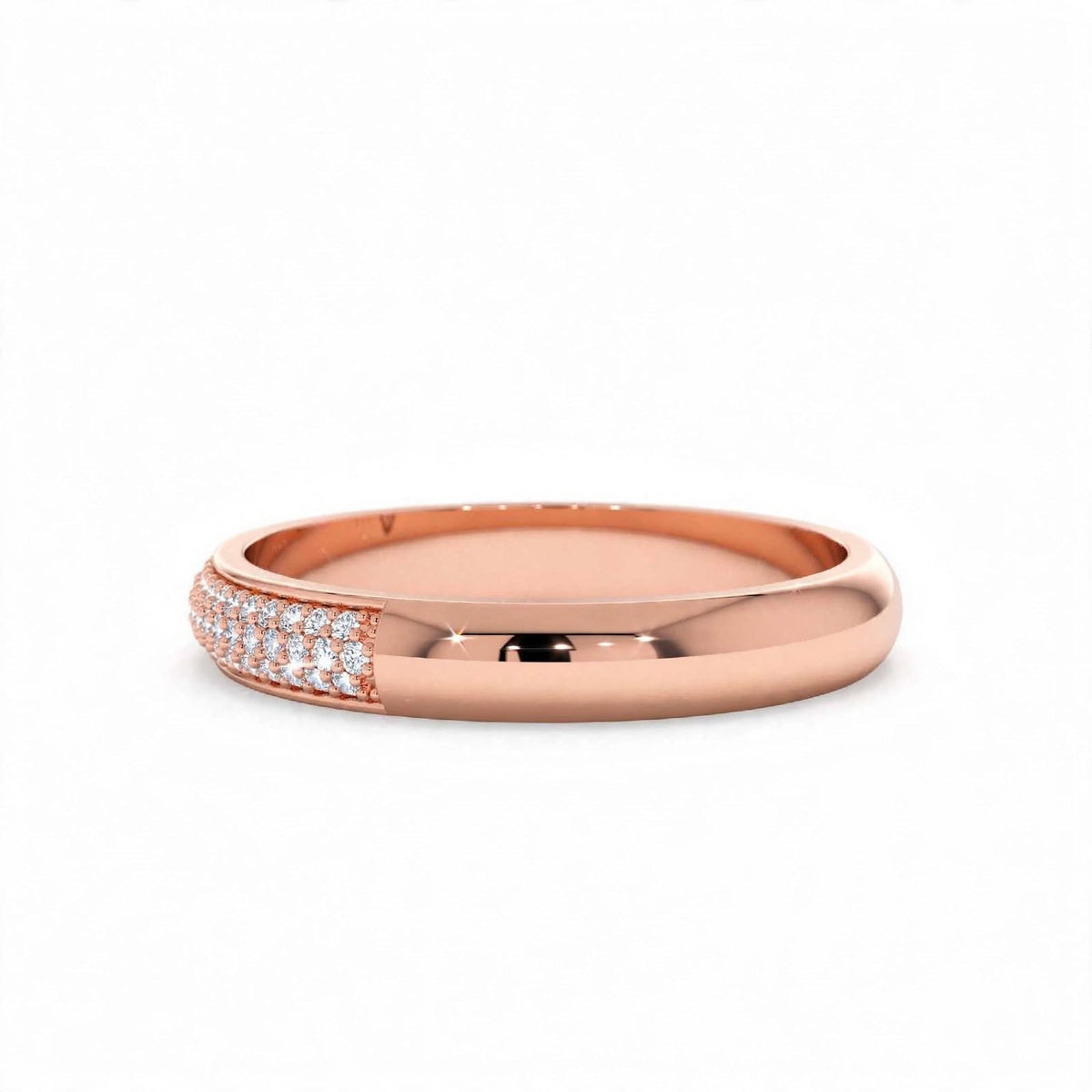14K Yellow Gold Triple Row Pavé Diamond Eternity Band
