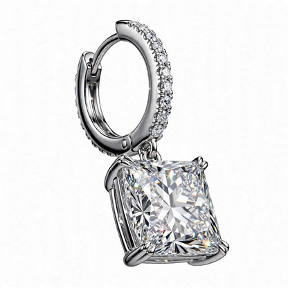 14K Yellow Gold Princess Cut Diamond Huggie Drop Earrings